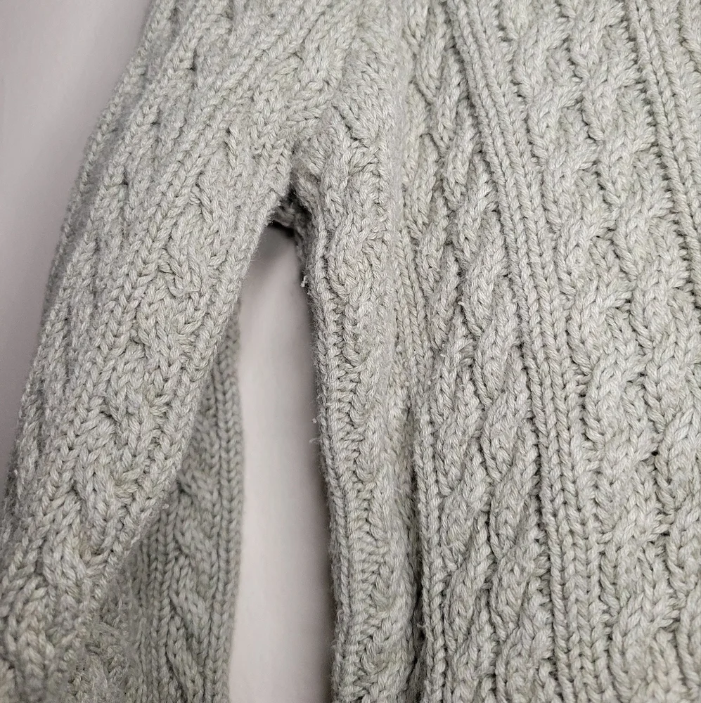 Croft & Barrow green zip henley cable knit turtleneck, sz l - Picture 5 of 7